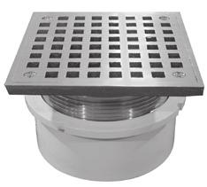 Assembled Commercial Drains 4 Hub Fit Base 4 Hub Fit Base with 3-1/2 Metal Spuds 6 Round Strainer Fits Inside 4 Schedule 40 DWV Pipe 5 or 6 Round Strainer Fits Inside 4 Schedule 40 DWV Pipe Stainless