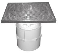 3 Over Pipe Fit Base with 3 Plastic Spuds 7 Square Top Fits Over 3 Schedule 40 DWV Pipe 4 Inside Pipe Fit Base with 3 Plastic Spuds 6 Round Cover Fits Inside 4 Schedule 40 DWV Pipe Commercial