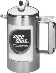 SURE SHOT SPRAYERS INSTRUCTIONS Refillable, reusable. Extra versatile. Pressurized by free air TOP LOAD WITH LIGHT LIQUIDS PRESSURIZE WITH AIR CHUCK SPRAY ANYWHERE MODEL A 32 OZ.