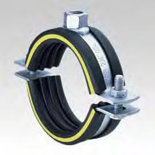 PIPE CLAMPS MÜPRO Single bossed clamps heavy-duty version, with DÄMMGULAST yellow, galvanised Suitable for pipelines with dynamic loads in combination with expansion points Suitable for fixings in