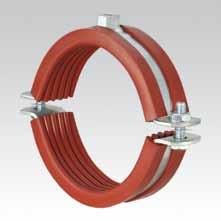 PIPE CLAMPS Single bossed clamps heavy-duty version, with DÄMMGULAST red, galvanised Suitable for pipelines with dynamic loads in combination with expansion points Suitable for fixings in industrial
