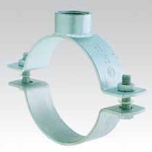 PIPE CLAMPS Single bossed clamps with connecting socket, without lining, galvanised Applicable as a pipeline anchor point Suitable for fixings in industrial areas as well as in air-conditioning,