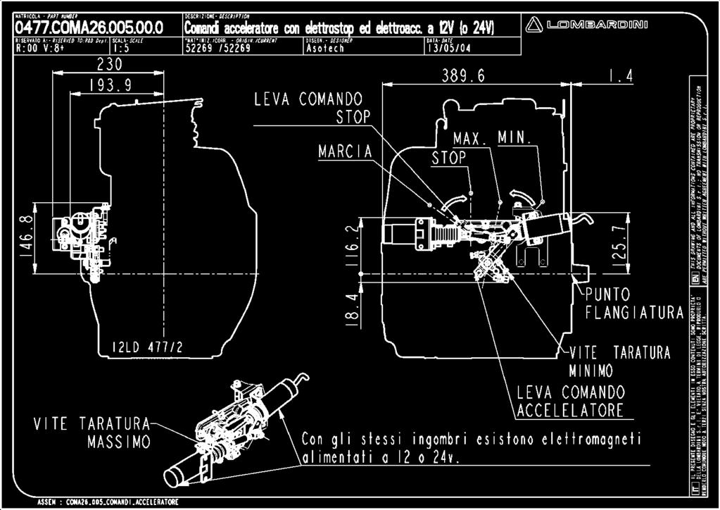 2. 24/86 Comandi acceleratore Throttle controls COMA260050 Comandi