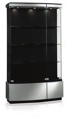 Sleek and Sophisticated Premium 511 42 Quantum Floor Case (pictured in Brushed Silver) Laminate Case with 3 full-length shelves.