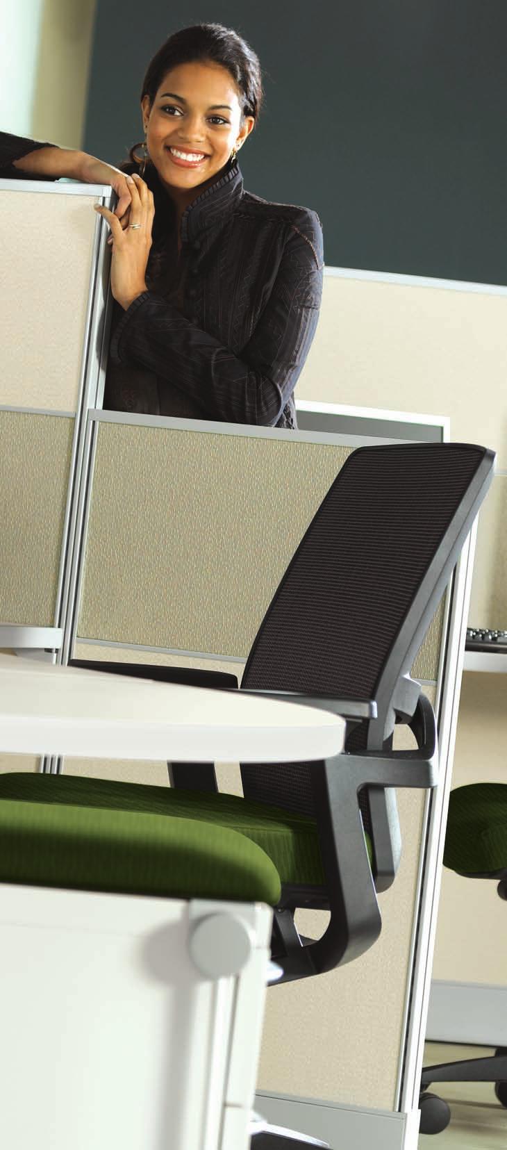 Products, materials, and finishes SHOWN: Front A: F 3 mid-back work chair with ilira-stretch mesh back in Black.