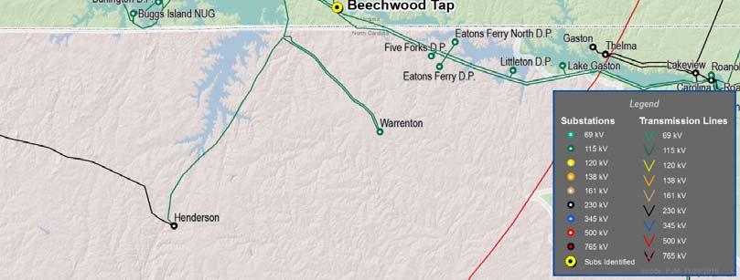 Line #90 is a 39 mile long 115kV line, also serving Five Forks DP, Littleton DP and Lake Gaston.