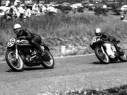 An early photograph of Gary Hocking on a 350cc Norton.