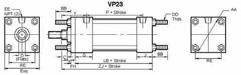 Series VP/VN Mounting Styles and Installation Dimensions Recommended Torques for Tightening Tie Rods CYLINDER SERIES VP SERIES VN STAINLESS BORE STEEL TIE ROD TIE ROD 1 1/2 6.6 ft. lbs. 3.75 ft. lbs. 2 11 ft.