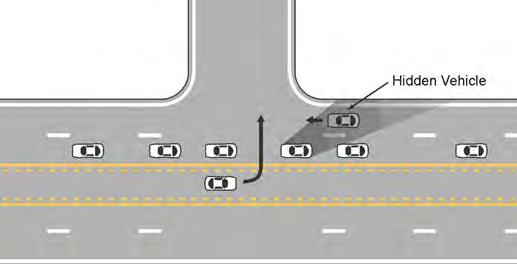 Keep your front wheels pointed straight ahead until you start your turn. When multiple left-turn lanes are present, complete your turn by entering the lane that corresponds to your turn lane.