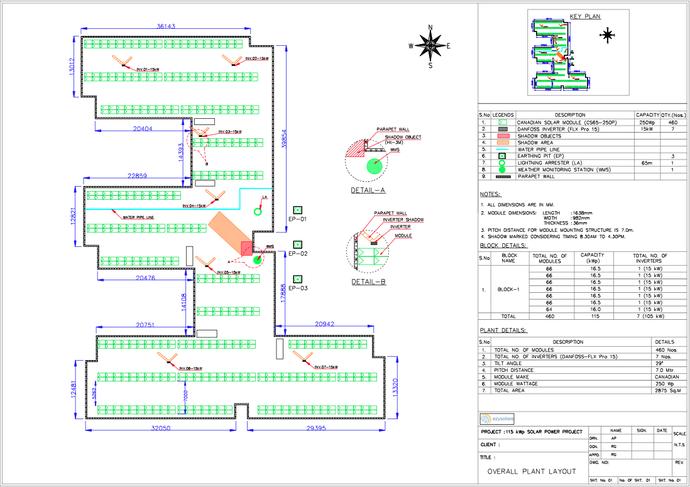 8. OVERALL PLANT LAYOUT This is the overall plant layout with Modules, inverters &