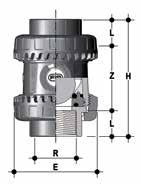 ball check valve with PE100 SDR 11 male ends for butt welding or electrofusion welding (CVDE) d DN E H L Z g EPDM Code FPM Code 20 15 54 154 41 72 150 SXEBEV020E SXEBEV020F 25 20 63 186 52 82 225