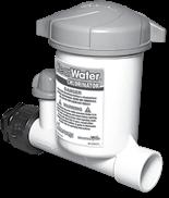 ABOVE GROUND 1 1/2" x 6" Extension Adapter for easy installation on all Filter choices A check valve to prevent backflow of water into chlorinator Includes 1 1/2" hose adapter Internal chamber
