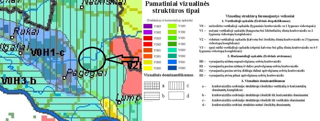 11 pav. Ištrauka iš Lietuvos kraštovaizdžio vizualinės struktūros žemėlapio.