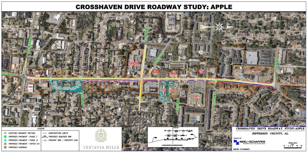 Crosshaven Drive Corridor Study City of Vestavia Hills, Alabama TOPICS VIII PROJECT PHASE SOUTH PHASE NORTH PHASE EXISTING PAVEMENT (RETAIN)