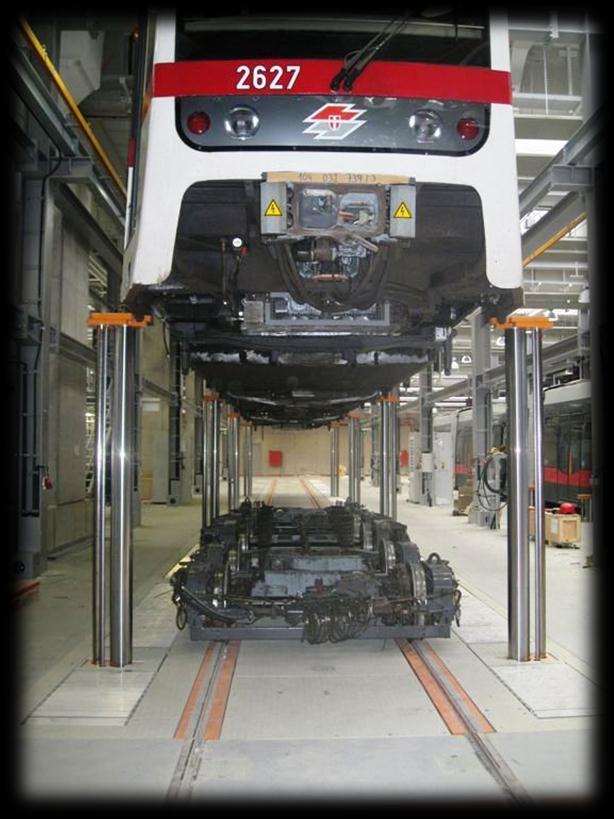The combination of the bogie- and side-lifter is the most flexibly solution for all kind of maintenance, service- and repair work of tramways and