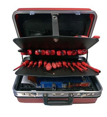 815 Tool case red hard-shell case complete with 33 safety and devices: - 1 Tool Case 817-1 Engineers Pliers 180 mm 100-1 Wire Stripper 160 mm 102-1 Teleph.