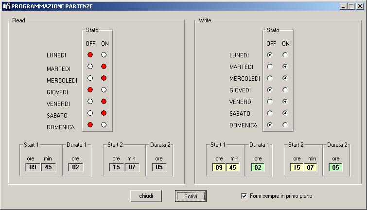 5-4 Setting of the programmed starts and stops It s possible, with TE2010 Monitor, to change all the parameters, including the programmed starts and stops.