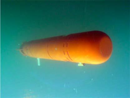 The CALAS training Target is a Reusable Light Weight Autonomous Underwater Vehicle. This target optimizes the sonar operator training at sea under real conditions.