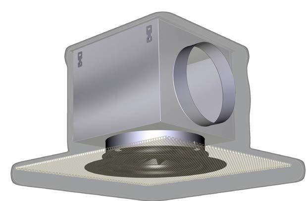 Ceiling swirl diffusers allow for large volume flow rates.