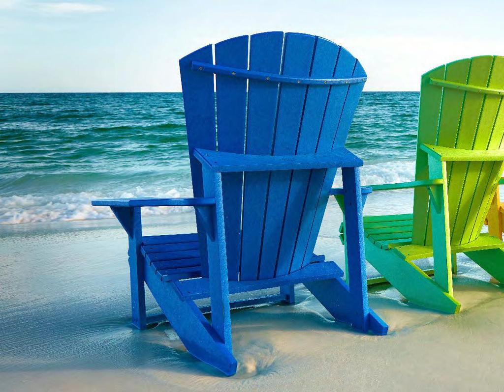 OUR COMMITMENT TO OUR PROCESS EACH ADIRONDACK CHAIR USES 579 RECYCLED MILK JUGS We use high density polyethylene (HDPE) plastic, grind it up and then blend it together with pigment.