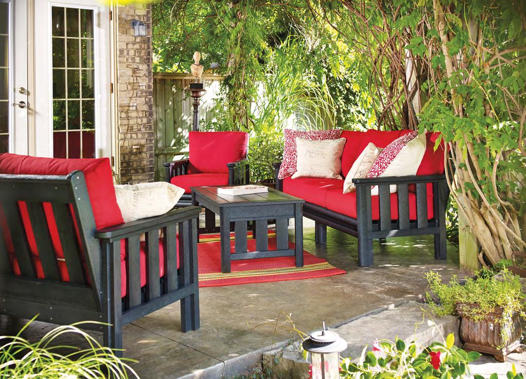 STRATFORD COLLECTION This mission collection provides timeless style and the ultimate in comfortable seating for outdoor relaxing and entertaining.