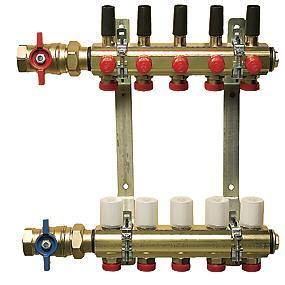 A complete manifold consists of both a Supply and Return Header, each with a Precision Adapter Assembly (M-8200P manifolds) or End Plug, Header Isolation Valve and Manifold Mounting Brackets (see 1