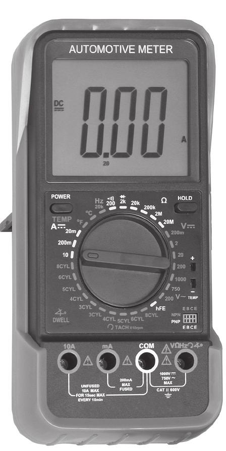 General Operating Instructions Use the following instructions to measure and test using the Multimeter/Tachometer. Controls POWER Button - Used to turn the power on and off.