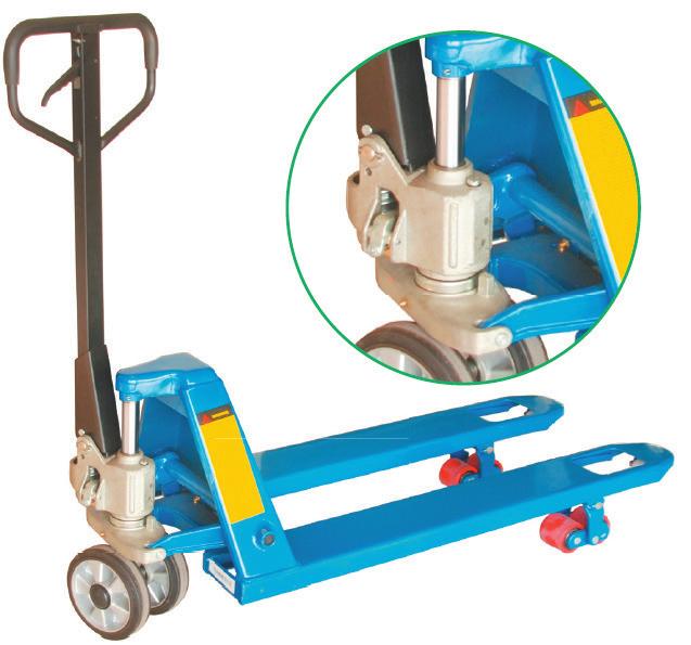 PALLET TRUCK - TL MODEL DF MODEL PALLET TRUCK TL MODEL Works at lower temperatures Lowers slowly under heavy load Automatic stop when handle is released Capacity Min.