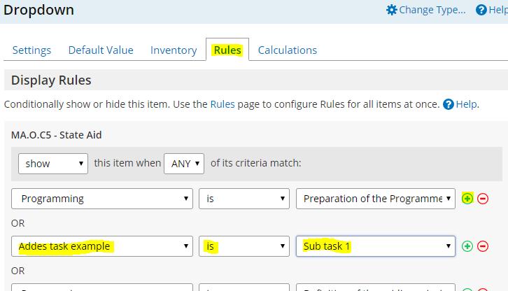 tem določite pravilo, po katerem se ta okvir pojavi samo, kadar se na meniju Tasks (Naloge) izbere možnost Added task example (Dodan primer naloge)); 11.