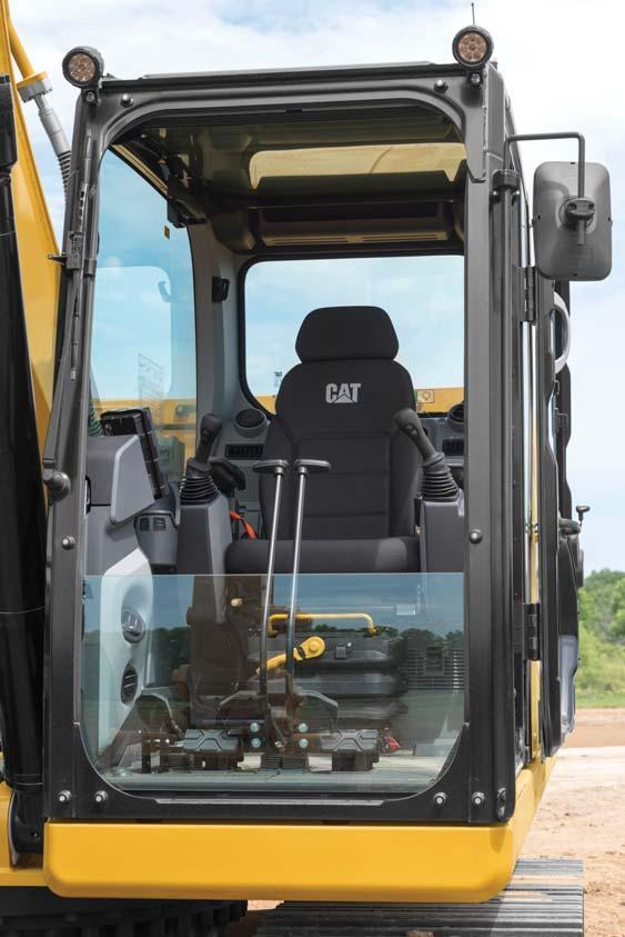 NEW CAB TAKES THE HARD OUT OF WORK Sites where excavators typically work are rugged and challenging.