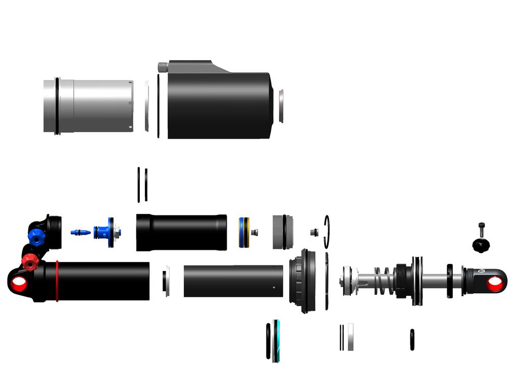 Exploded View - Vivid Air Shaft Eyelet Beginning Stroke Rebound Knob Bottom Out Bumper Seal Head Counter Measure TM Spring Piston Air Can Centering Ring Dust Wiper Air Can Collar Retaining Ring IFP