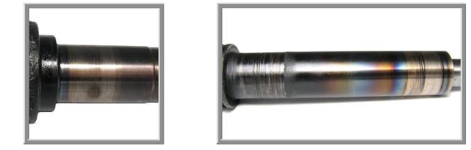 Smooth Wear & Heat Discoloration Figure 10: Thrust Bearing Lack of Lubrication Left = New Bearing; Right = Smooth Wear & Heat Discoloration