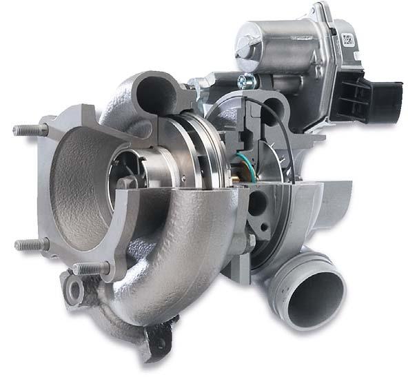 Boost pressure (mbar) Turbocharger with variable turbine geometry (VTG) Greater effi ciency and dynamics thanks to VTG GASOLINE VTG Waste gate 2000 1800 1600 1400 Compared to conventional