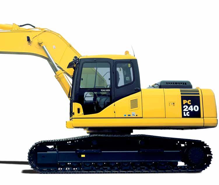 HYDRAULIC EXCAVATOR PC240-7 NET HORSEPOWER 125 kw 168 HP Easy maintenance Extended hydraulic fi lter replacement interval Remote-mounted engine oil fi lter and fuel drain valve, for easy access