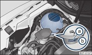 198 Kontrola a doplňovanie Chladiaca kvapalina Chladiaci systém je z výroby plnený mrazuvzdorným prostriedkom (fialovej farby), ktorý zodpovedá špecifikácii TL-VW 774 G.