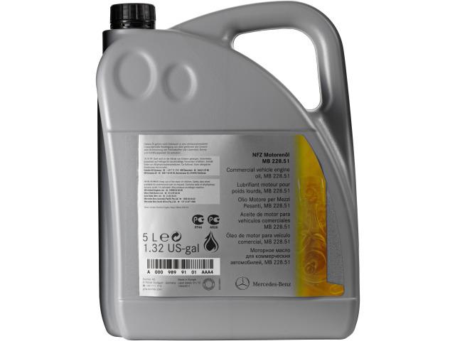 Mercedes-Benz truck engine oil Engine oil MB 22851 Lubricants A 000 989 87 02, A 000 989 69 02 Properties Method Unit Typical value SAE viscosity - - 10W-40 MB specification - - MB 22851 Density -