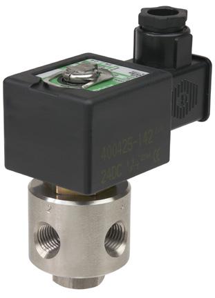 SOLNOI VLVS direct operated core disc U N NO 3 1 2 3/2 Series 32 TURS Three way solenoid valves with orifice and pipe connections in valve body Valves are designed to handle relatively high pressure