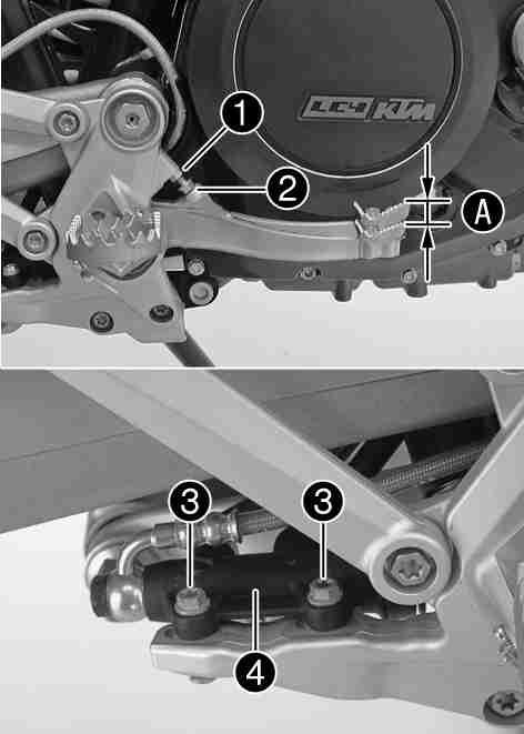 MAINTENANCE WORK ON CHASSIS AND ENGINE 94 Remove screw connection on foot brake cylinder. To adjust the basic position of the foot brake pedal as needed, loosen nut and turn screw accordingly.
