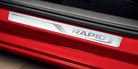 BLACK TAILGATE SPOILER An aerodynamic black tailgate spoiler makes you feel ready to cruise down those expressways, while adding to the Rapid