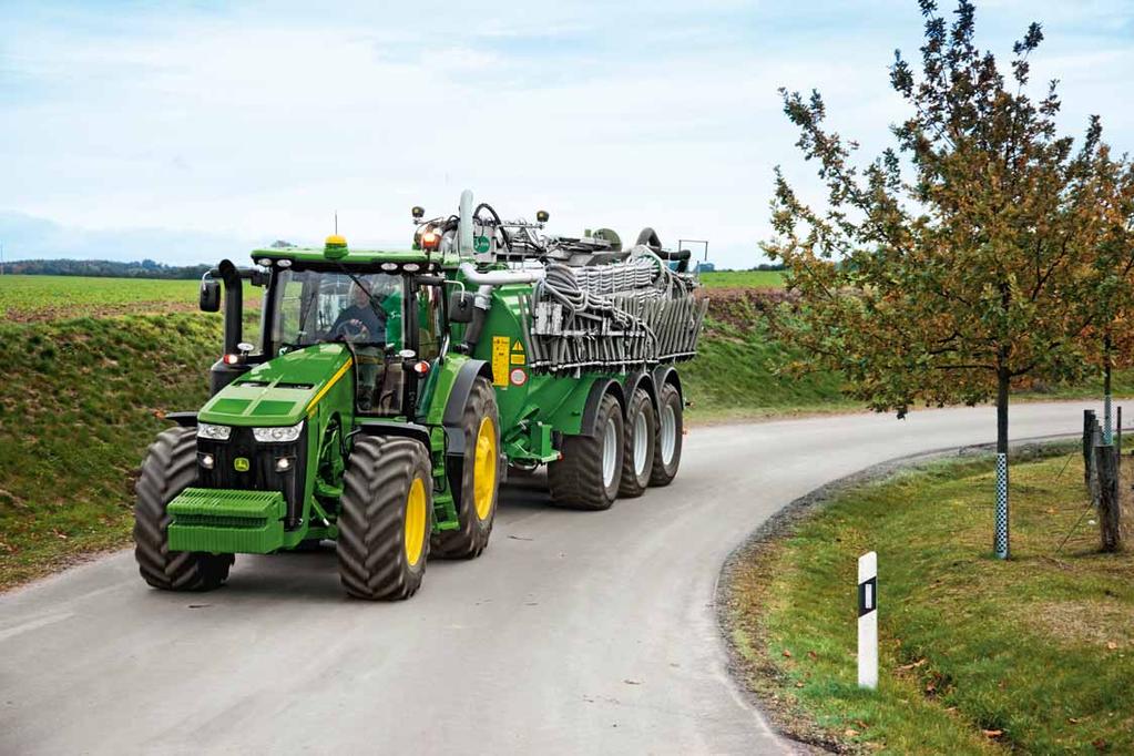 20 8R Series Tractors Braking Systems & Hydraulics Brake with confidence The large-diameter rear disc brakes on John Deere 8R Series tractors are designed for long-life use in the most demanding