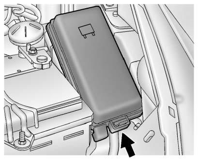 10-28 Vehicle Care Engine Compartment Fuse Block Notice: Spilling liquid on any electrical component on the vehicle may damage it.