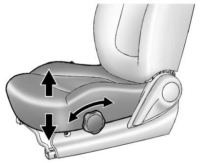 3-4 Seats and Restraints To adjust the seat: 1. Lift the bar under the front edge of the seat cushion to unlock the seat. 2. Slide the seat to the desired position and release the bar. 3.