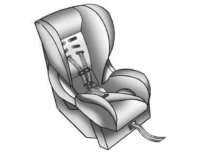 3-34 Seats and Restraints { WARNING A young child's hip bones are still so small that the vehicle's regular safety belt may not remain low on the hip bones, as it should.