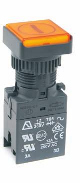 A0 SERIES ILLUMINATED OR NON-ILLUMINATED PUSHBUTTON SWITCHES Panel cut-out Ø or 9.5 x.