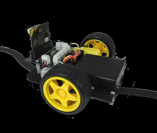 This easy to build Line Following Buggy is controlled by the BBC micro:bit and the Kitronik Motor Driver Board and makes use of the :MOVE Line Follow board.