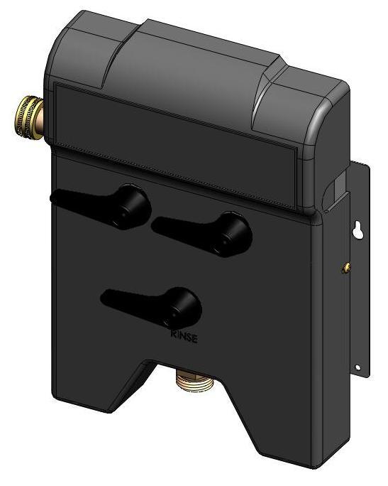 The inlet and outlet connections are standard garden hose thread connections (3/4 Garden Hose Threads).