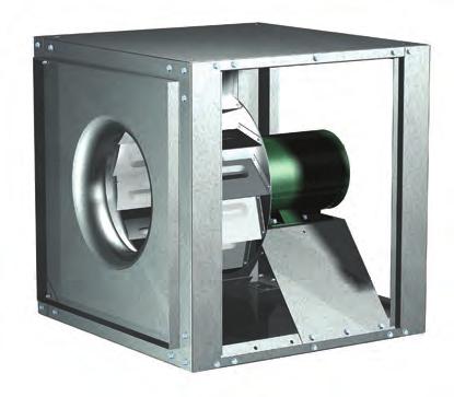 The square design provides a larger discharge area than tubular, centrifugal, and vane axial fans; outlet velocities are reduced for quieter operation.