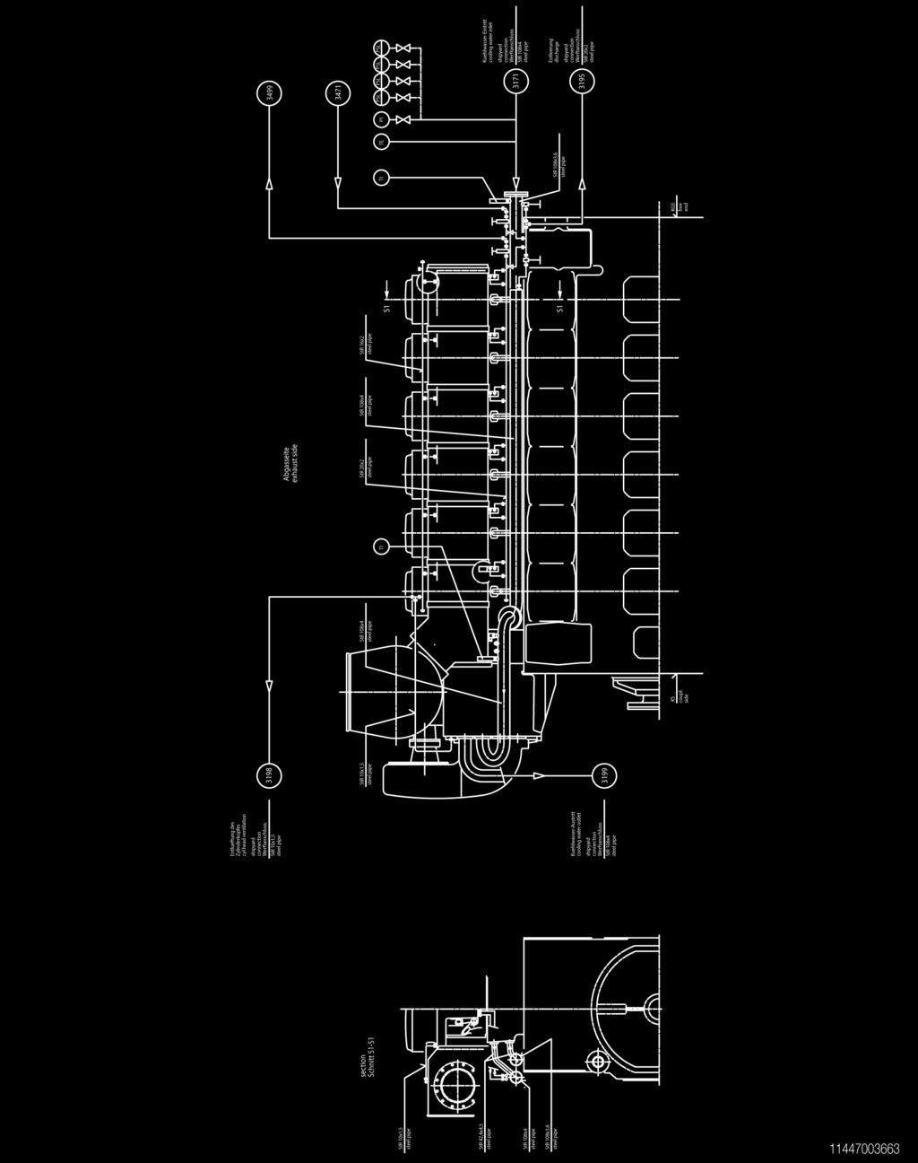 MAN Diesel & Turbo 2 Internal cooling water system Exemplary Figure 28: Internal cooling water system, L engine Exemplary Note: The drawing shows the basic internal media flow of the