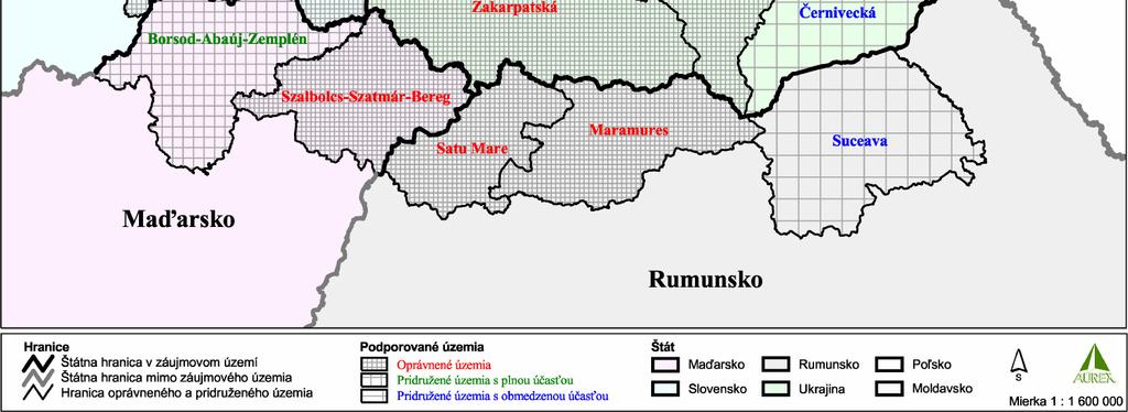 Programové územie zahŕňa približne 598,9 km dlhú spoločnú hranicu s Ukrajinou, ktorá pokrýva celú slovensko-ukrajinskú hranicu (97,9 km), maďarsko-ukrajinskú (134,6 km) a čiastočne rumunskoukrajinskú