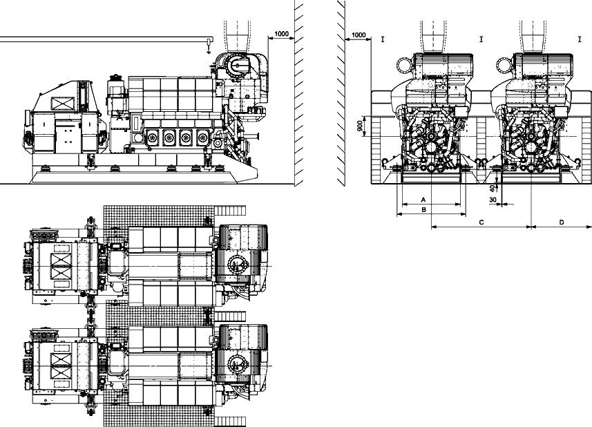 18. Engine Room Layout Wärtsilä 31 Product Guide 18.1.2 Generating sets Fig 18-5 V-engines, turbocharger in free end